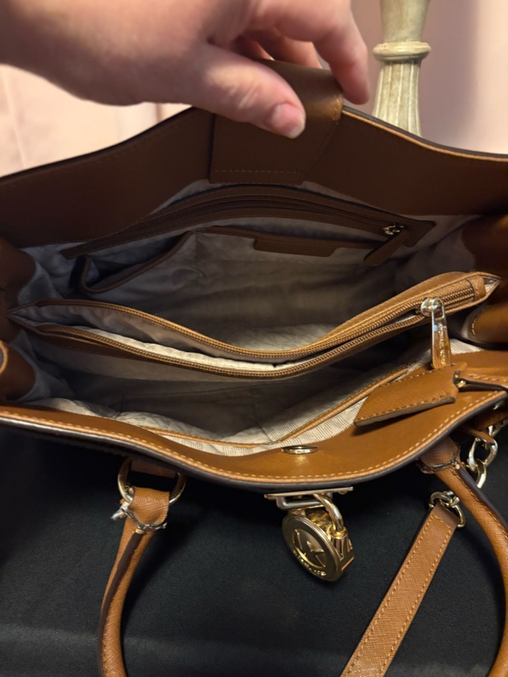Michael Kors Caramel Brown Leather Satchel with Gold Hardware - Picture 5 of 11